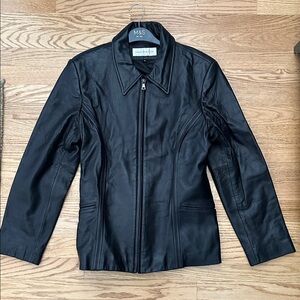 Jones New York Black Leather Jacket Medium